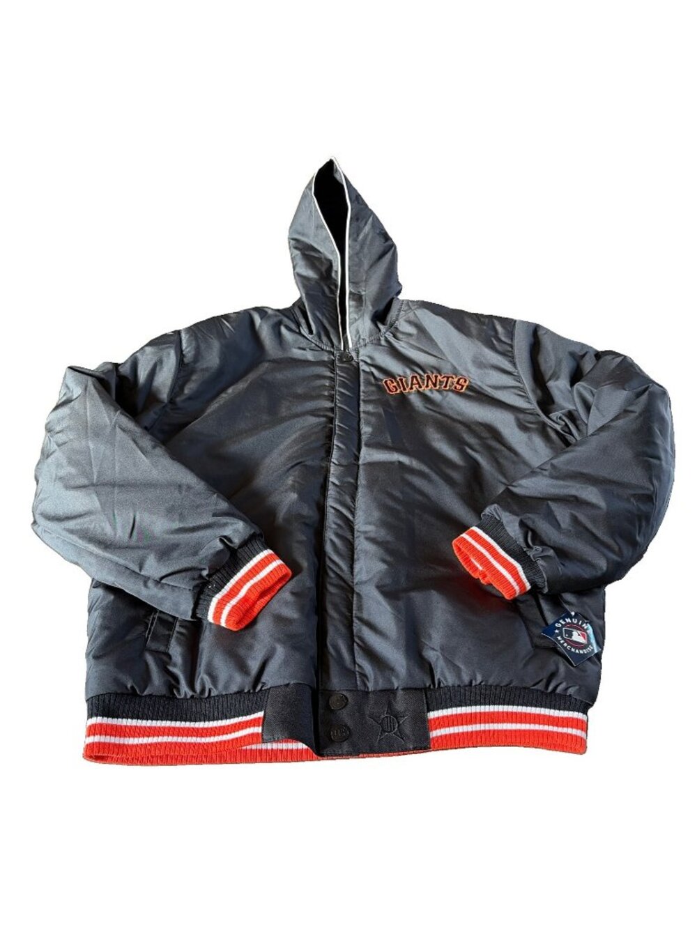 San Francisco Giants MLB Reversible Hooded Jacket Men’s Large Black Orange NWT
